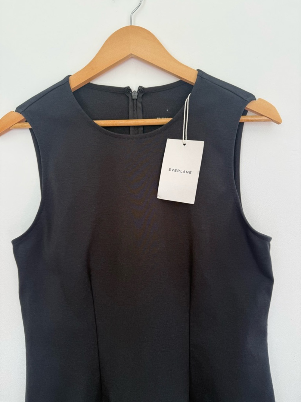 NWT Everlane The Dream ‘90s Shift Dress LBD Mini Sleeveless Stretchy Size L - Picture 8 of 13